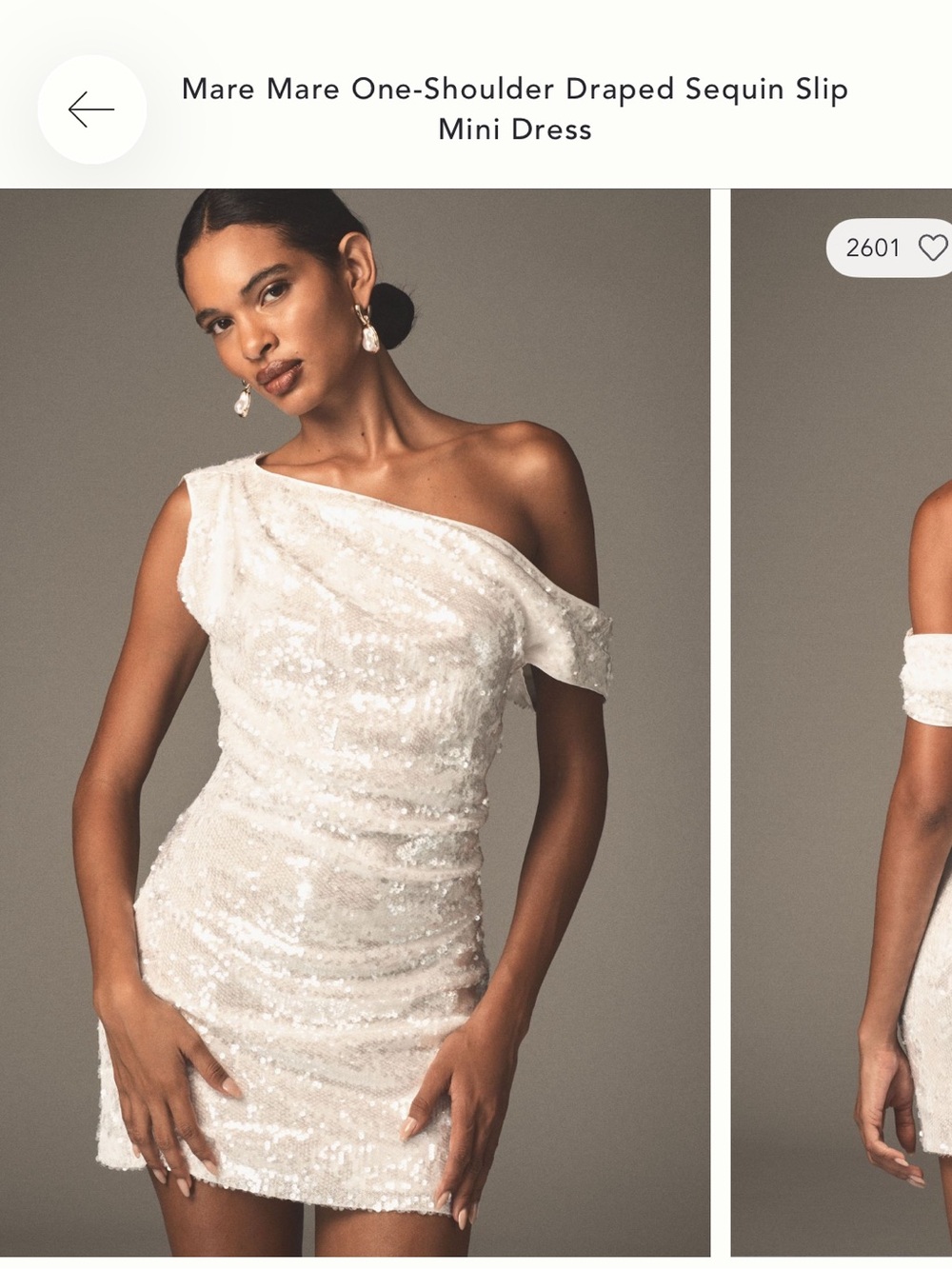 Ivory One-Shoulder Sequin Mini Dress
